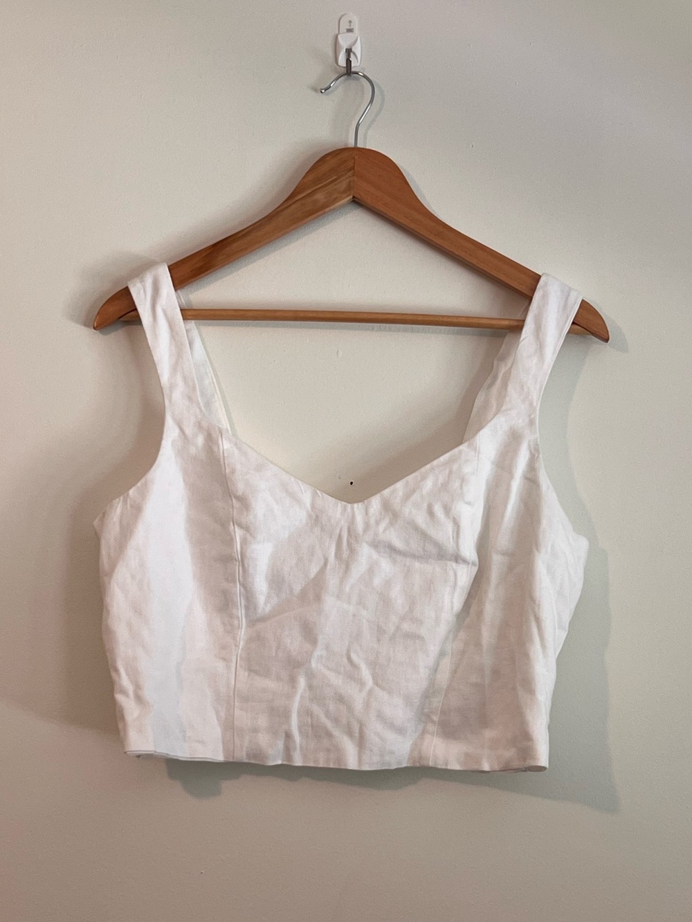 a new day White Linen Crop Tank with Sweetheart Neck